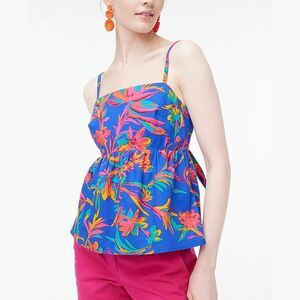J. Crew Floral Tie Back Strappy Top in Brilliant Blue Fuchsia | Size 6